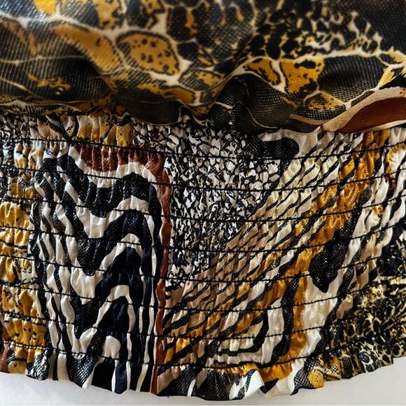 NEW Cache Metallic Shimmer Disco Queen Sleeveless Halter Tie Neck Smocked Top XS - Picture 12 of 16